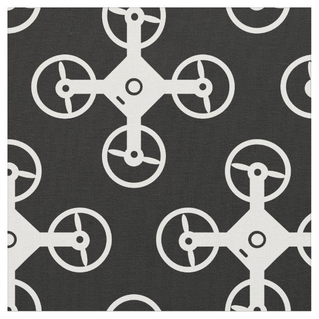 Tissu motif de drone noir et blanc (Fermer)