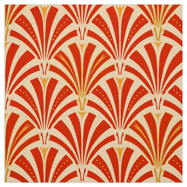Tissu Motif de fan d'art déco - mandarine (Échantillon)