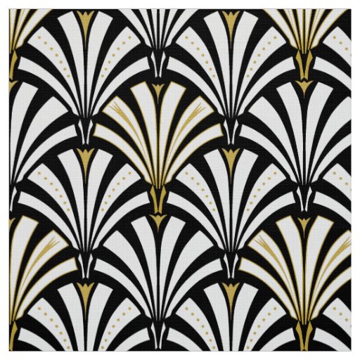 Tissu Motif de fan d art d co noir et blanc Zazzle.fr