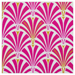 Tissu Motif de fan d'art déco - rose de fuchsia