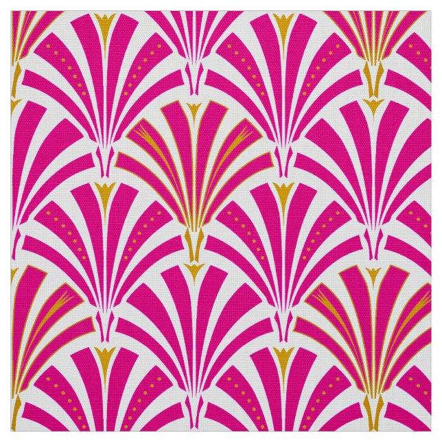 Tissu Motif de fan d'art déco - rose de fuchsia (Échantillon)