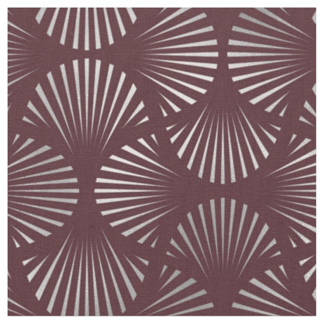 Tissu Motif de fans de maroon et d'argent Art déco (Fermer)