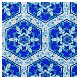 Tissu Motif de fermeture de flocon de neige - Bleu et bl