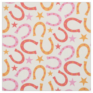 Tissu Motif de fers à cheval rétro avec des étoiles en r