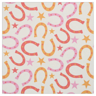 Tissu Motif de fers à cheval rétro avec des étoiles en r