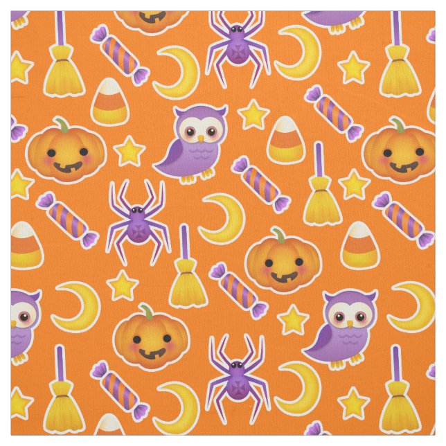 Tissu Motif de fête d'Halloween Orange Arrière - plan (Échantillon)