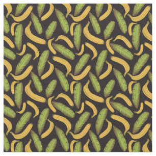Tissu Motif de feuille de banane noire tropicale