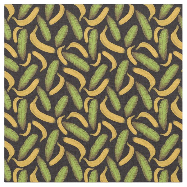Tissu Motif de feuille de banane noire tropicale (Fermer)