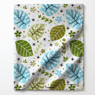 Tissu Motif de feuille de Monstera tropical bleu et vert