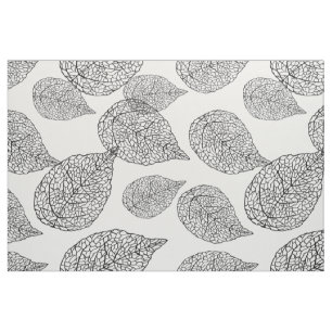 Tissu Motif de feuilles Abstraites noir et blanc