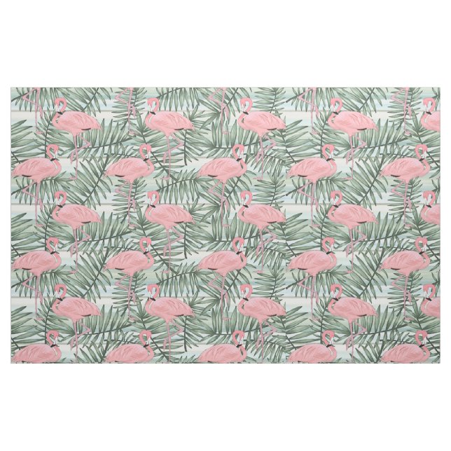 Tissu Motif de feuilles de palmier aux Flamants roses ro (Fat Quarter)