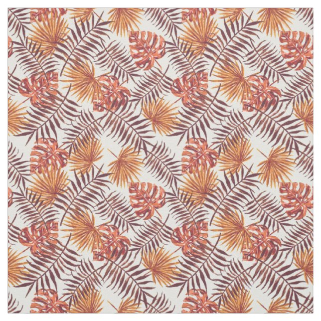 Tissu Motif de feuilles de palmier Brown d'été de l'Oran (Échantillon)