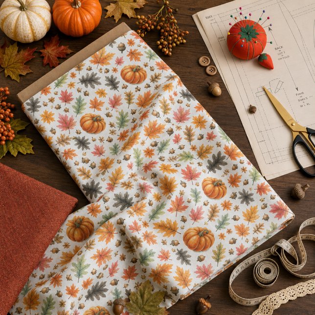 Tissu Motif de feuilles et de citrouilles de la saison a (Créateur téléchargé)
