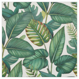 Tissu Motif de feuilles tropicales de Monstera Palm vert