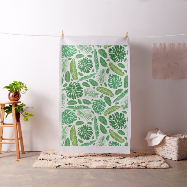 Tissu Motif de feuilles vertes tropicales (In Situ)