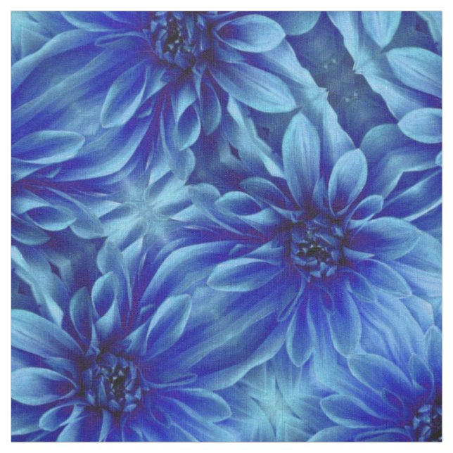 Tissu Motif de fleur bleu de dahlia (Échantillon)