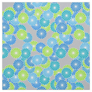 Tissu Motif de fleur d'art déco - bleu et vert de chaux