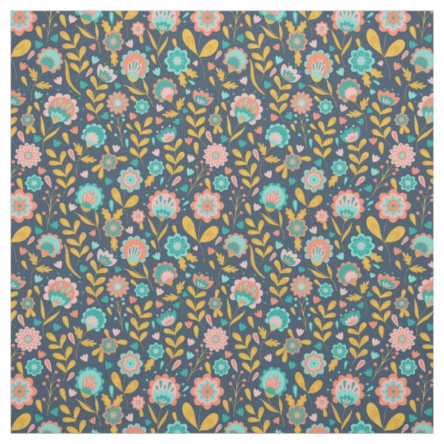 Tissu Motif de fleur d'art populaire (Échantillon)