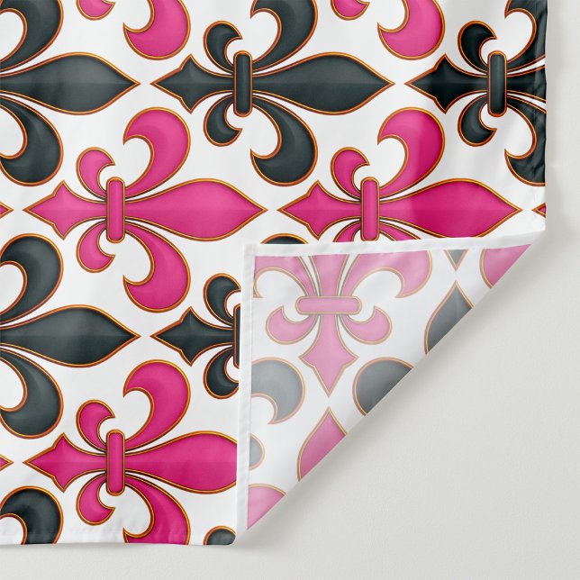 Tissu Motif de fleur de lis baroque noir rose Design  (Créateur téléchargé)