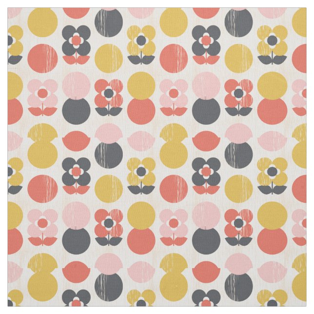 Tissu Motif de fleur moderne de la moitié du siècle (Échantillon)
