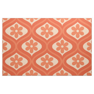 Tissu Motif de fleur orange rétro sur arche ogee du mili