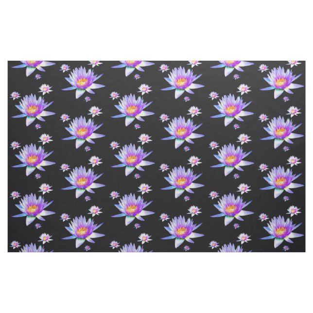 Tissu Motif de fleur pourpre de Lotus (Yard)