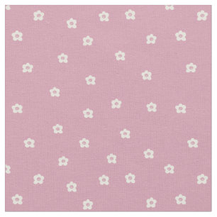 Tissu Motif de fleur souriante rétro en crème et rosa