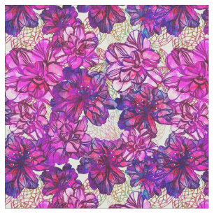 Tissu Motif de fleurs abstrait de rose et de pourpre