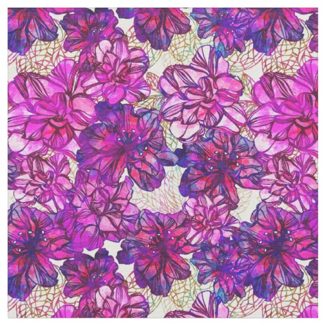 Tissu Motif de fleurs abstrait de rose et de pourpre (Fermer)