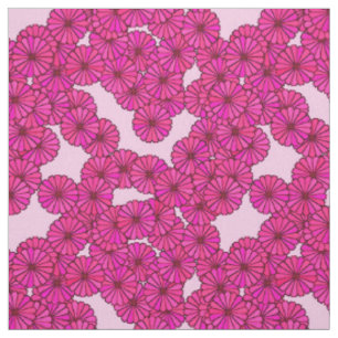Tissu Motif de fleurs Art Déco - magenta sur rose