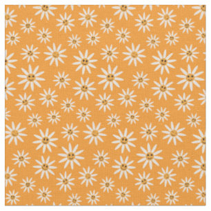 Tissu Motif de fleurs blanches souriantes et heureuses s