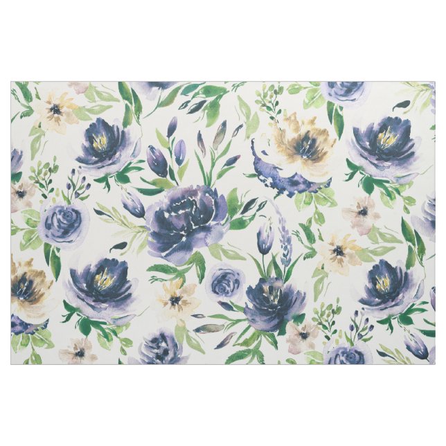 Tissu Motif de fleurs bleu violet et jaune doux (Fat Quarter)