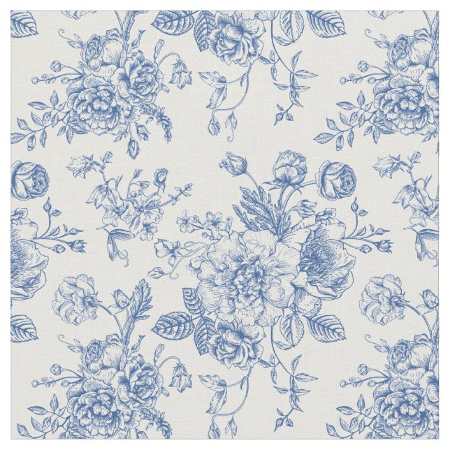 Tissu Motif de fleurs bleues (Fermer)