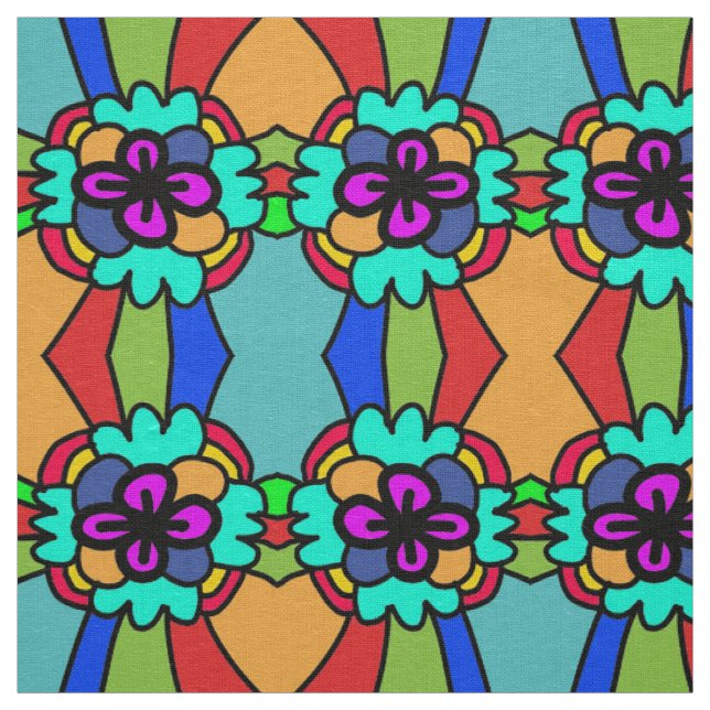 Tissu motif de fleurs coloré (Échantillon)