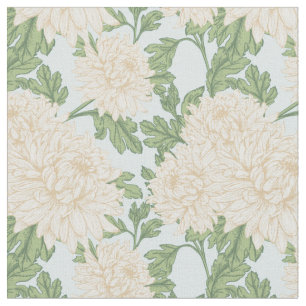 Tissu Motif de fleurs de maman du jardin blanc
