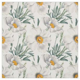 Tissu Motif de fleurs de pavot blanc de Californie