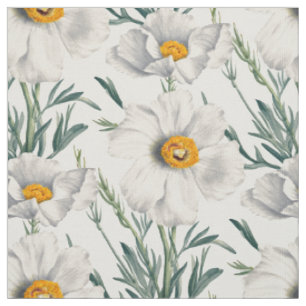 Tissu Motif de fleurs de pavot blanc de Californie