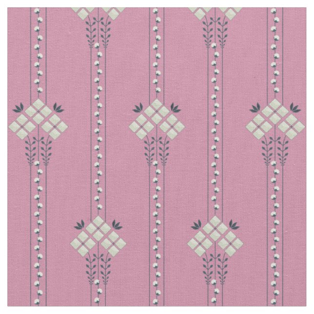 Tissu Motif de fleurs et de boucles karo (Fermer)