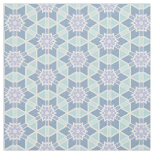 Tissu Motif de fleurs géométriques Turquoise Kaleidoscop
