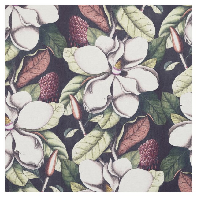 Tissu Motif de fleurs Magnolia (Échantillon)