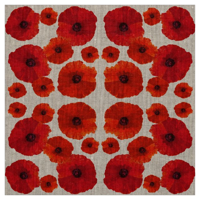 Tissu Motif de fleurs Red Poppy (Échantillon)