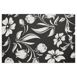 Tissu Motif de fleurs rétro N&B