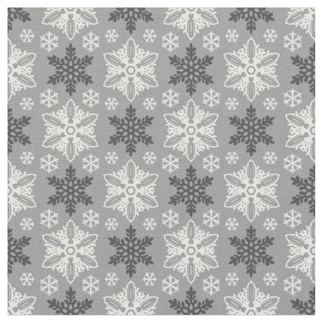 Tissu Motif de Flocon de neige blanc gris clair (Fermer)