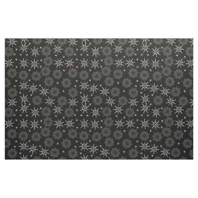 Tissu Motif de flocon de neige noir et blanc (Fat Quarter)