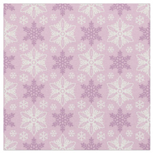 Tissu Motif de flocon de neige rose et blanc d'hiver