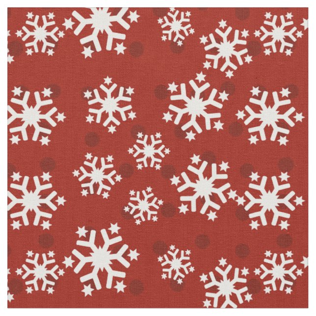 Tissu Motif de flocon de neige rouge et blanc (Fermer)