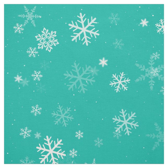 Tissu Motif de flocon de neige vert et blanc de Noël (Échantillon)