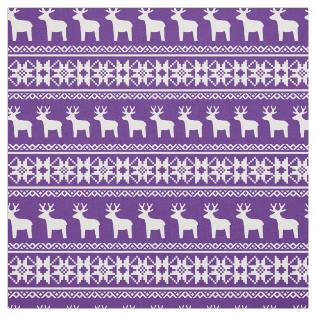 Tissu Motif de flocon de neige violet de rennes de Noël (Échantillon)