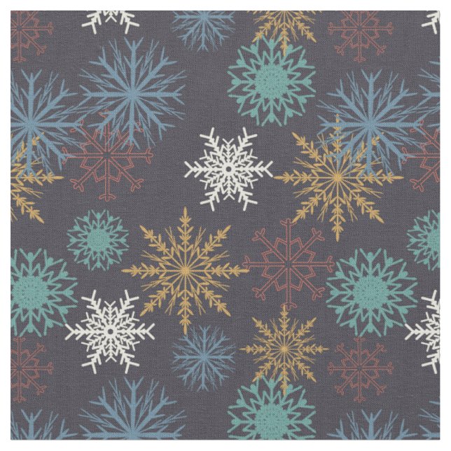 Tissu Motif de flocons de neige colorés (Fermer)
