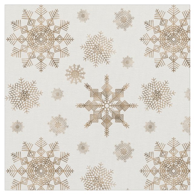 Tissu Motif de flocons de neige jaune doré (Fermer)
